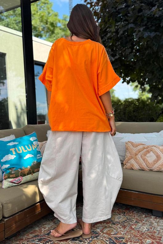 Below Deck Cheesecloth Stripe Tee Aperol